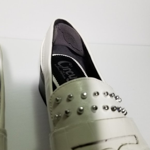 Sam Edelman White Croc Print Lali Studded Loafers - Picture 7 of 11